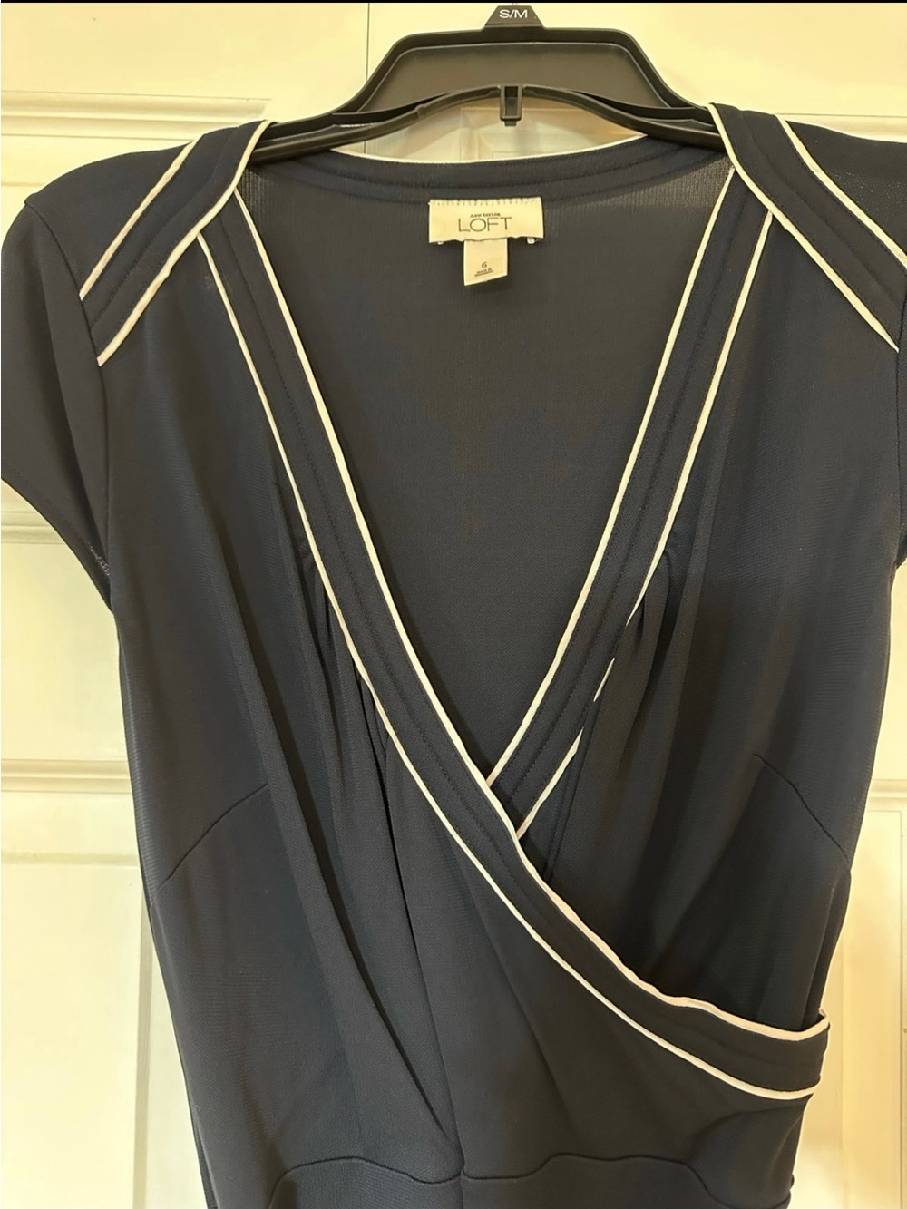 Ann Taylor LOFT Navy Dress with White Trim